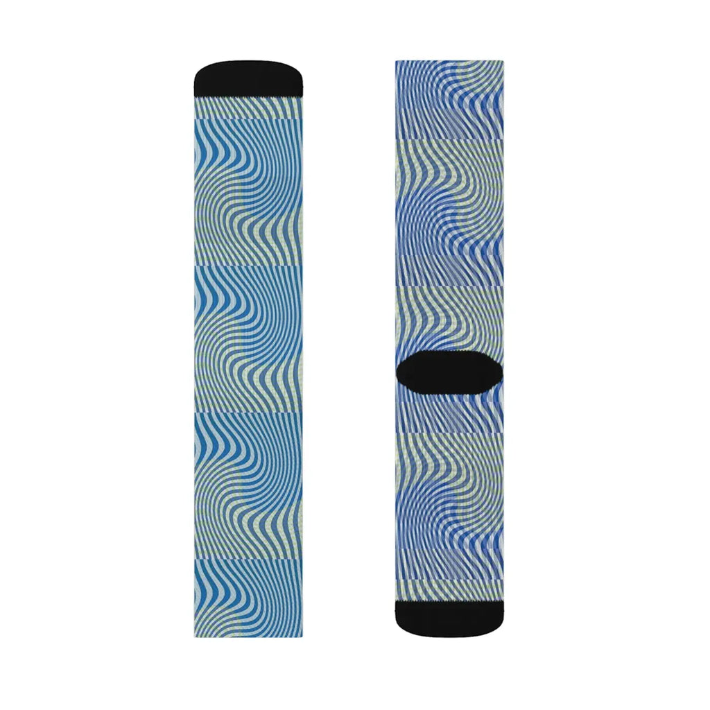 Abstract Wavy Blue Socks - Bold Comfort Style - DipaliZ