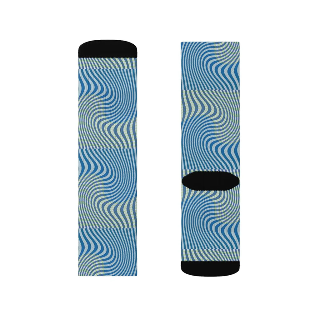 Abstract Wavy Blue Socks - Bold Comfort Style - DipaliZ