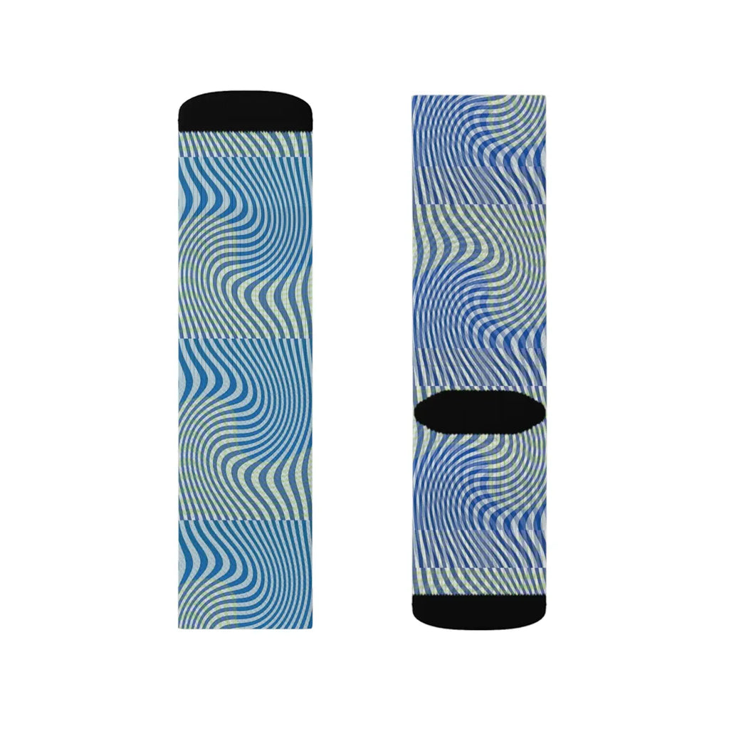 Abstract Wavy Blue Socks - Bold Comfort Style - DipaliZ