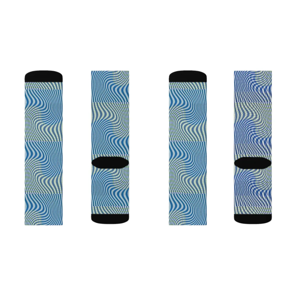 Abstract Wavy Blue Socks - Bold Comfort Style - DipaliZ
