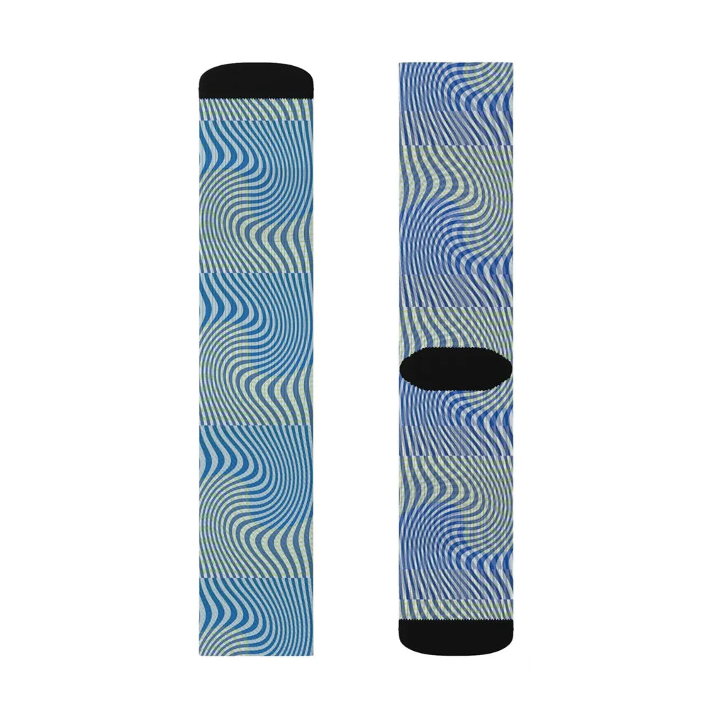 Abstract Wavy Blue Socks - Bold Comfort Style - DipaliZ