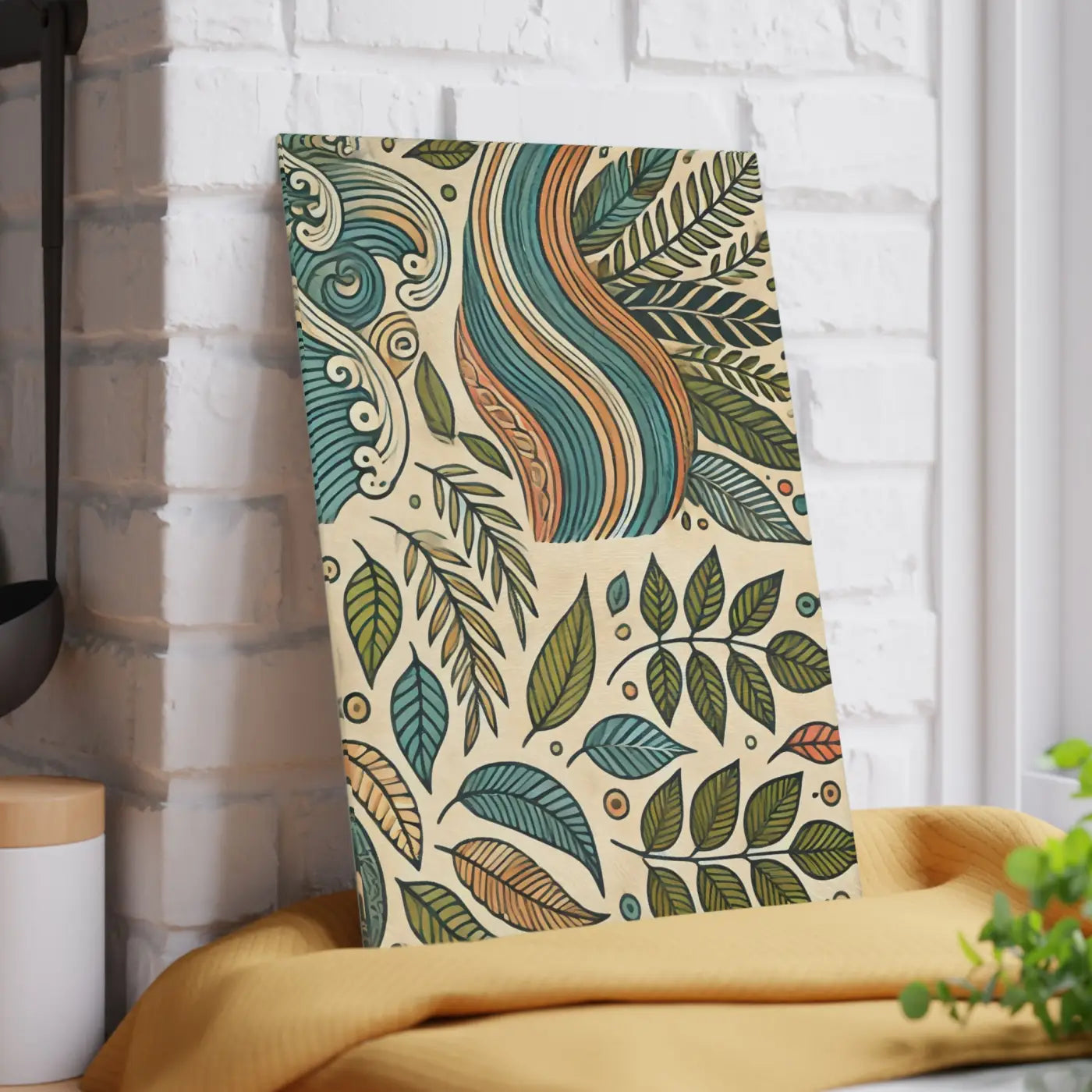 Wavy Leaves Glass Cutting Board - Abstract Kitchen Style - DipaliZ