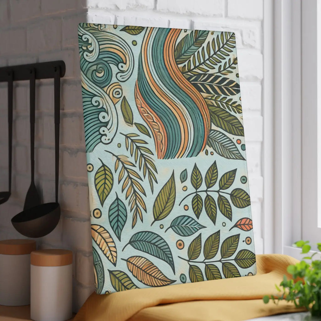 Wavy Leaves Glass Cutting Board - Abstract Kitchen Style - DipaliZ