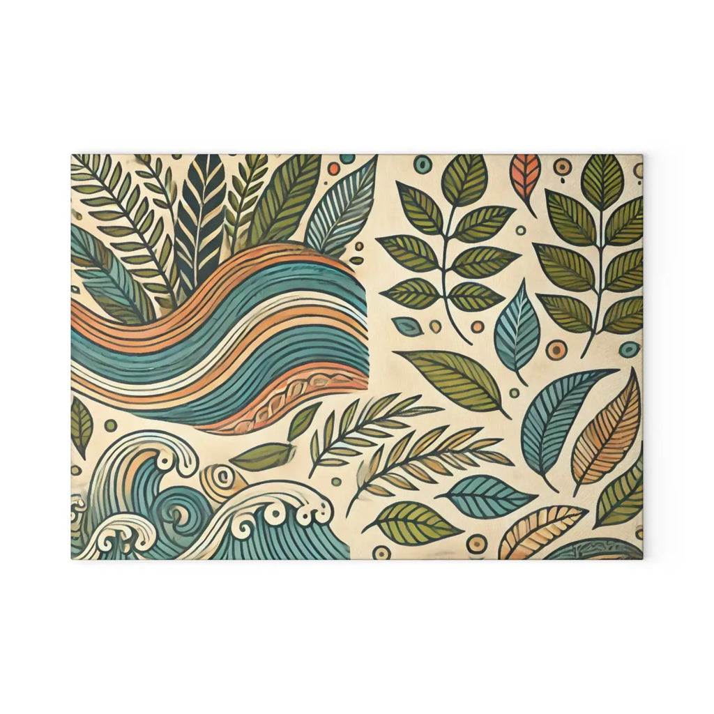 Wavy Leaves Glass Cutting Board - Abstract Kitchen Style - DipaliZ