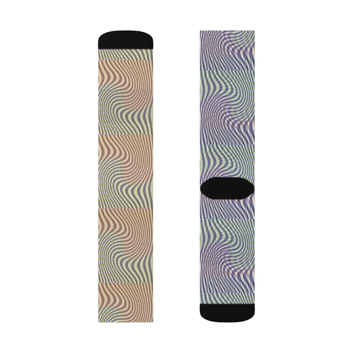 Abstract Wavy Yellow Sublimation Socks - Bold Art Style - DipaliZ