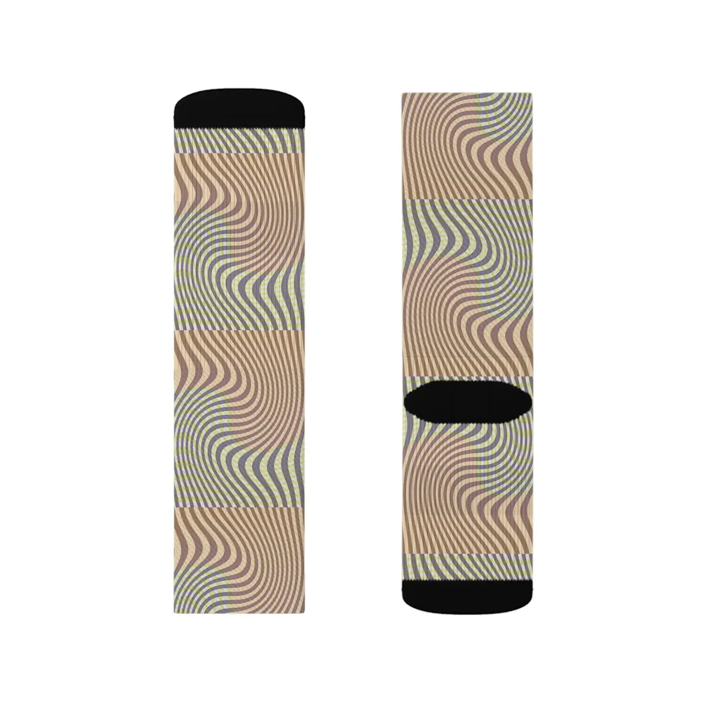Abstract Wavy Yellow Sublimation Socks - Bold Art Style - DipaliZ