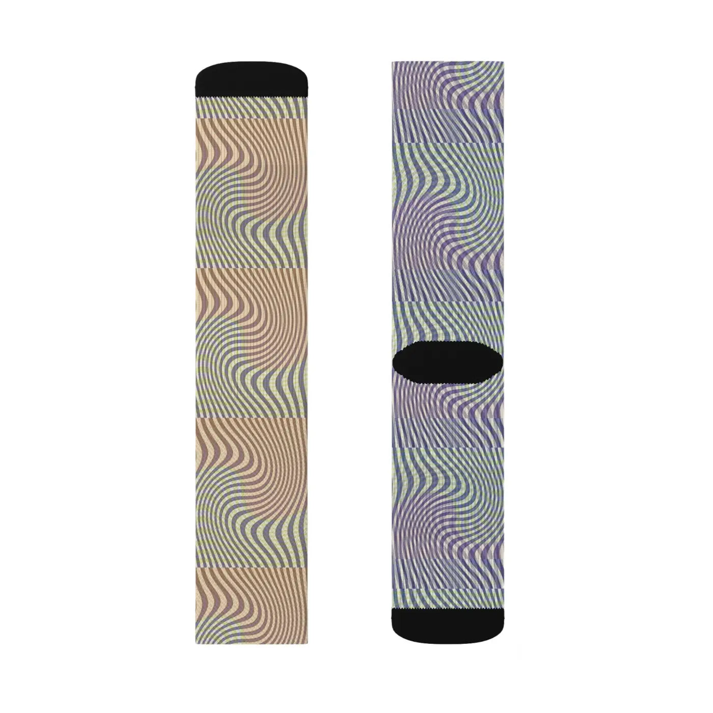 Abstract Wavy Yellow Sublimation Socks - Bold Art Style - DipaliZ