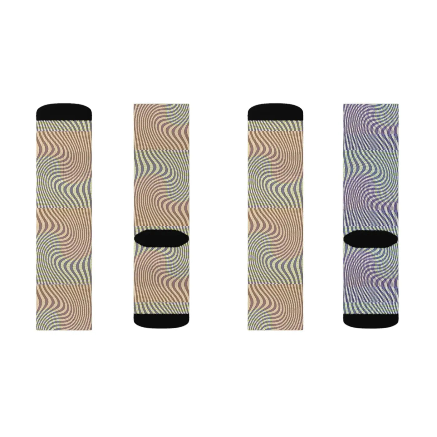 Abstract Wavy Yellow Sublimation Socks - Bold Art Style - DipaliZ