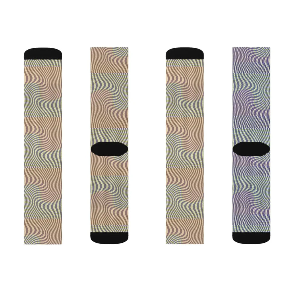 Abstract Wavy Yellow Sublimation Socks - Bold Art Style - DipaliZ