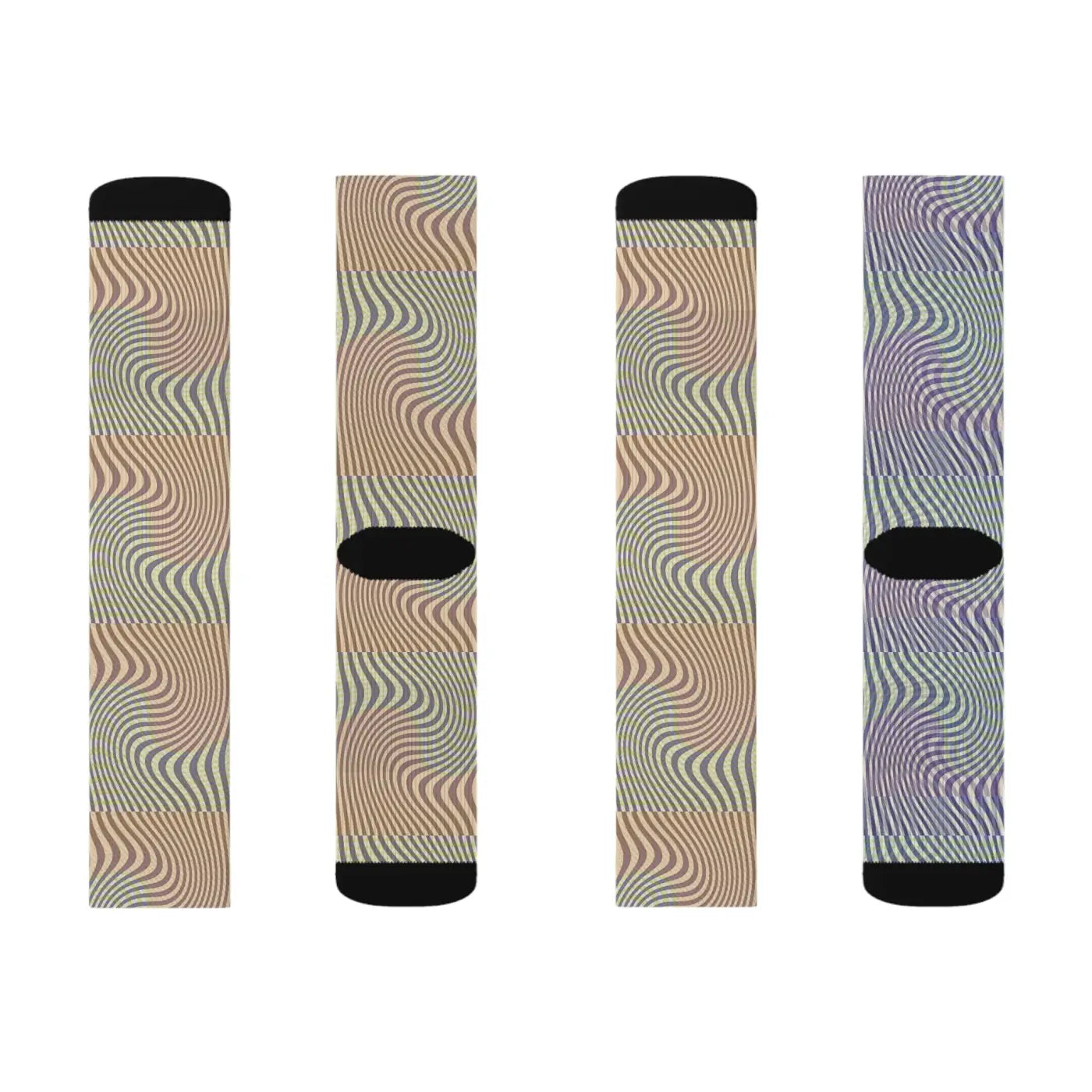 Abstract Wavy Yellow Sublimation Socks - Bold Art Style - DipaliZ