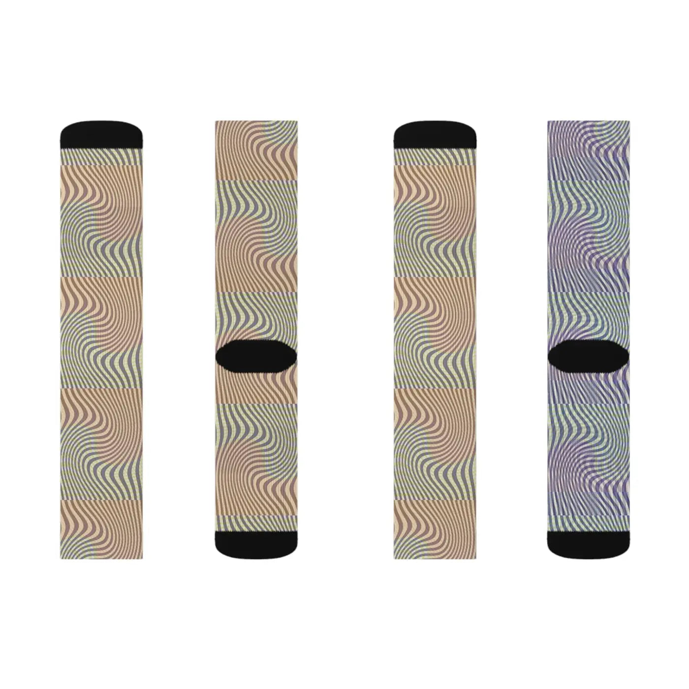 Abstract Wavy Yellow Sublimation Socks - Bold Art Style - DipaliZ