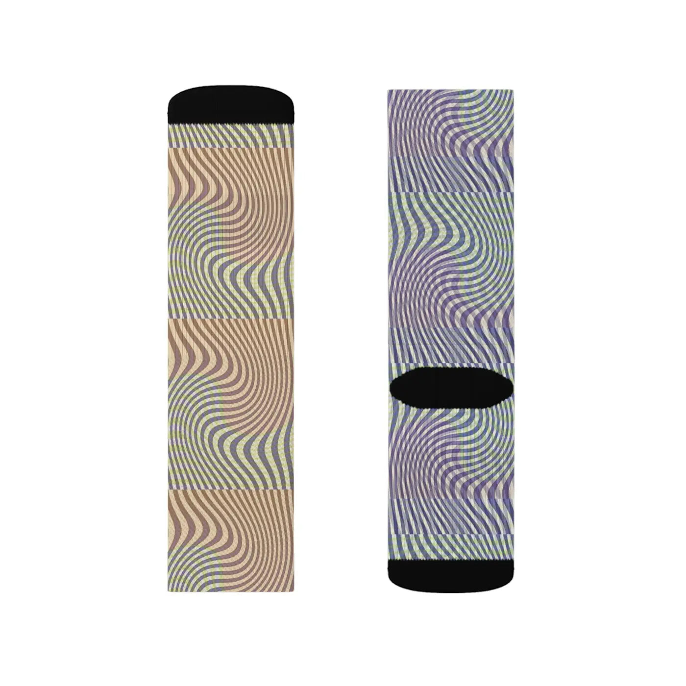Abstract Wavy Yellow Sublimation Socks - Bold Art Style - DipaliZ