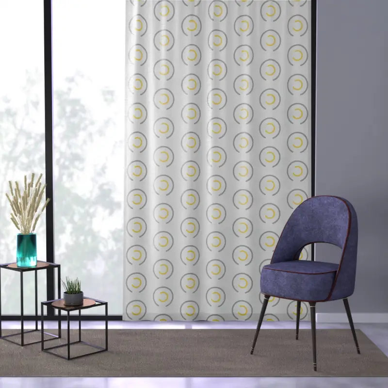 Abstract Yellow Grey Circles Window Curtain - Modern Decor - DipaliZ
