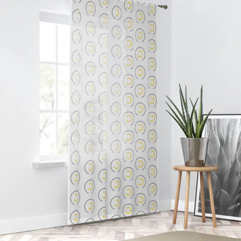 Abstract Yellow Grey Circles Window Curtain - Modern Decor - DipaliZ