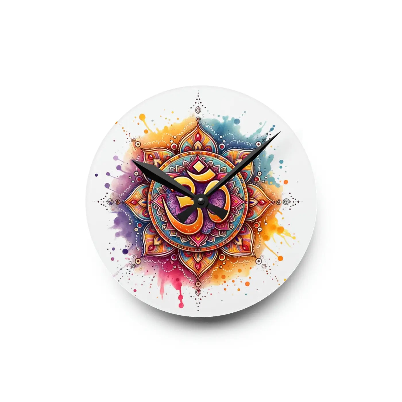 Radiant Aum Wall Clock - Acrylic Spiritual Design - DipaliZ