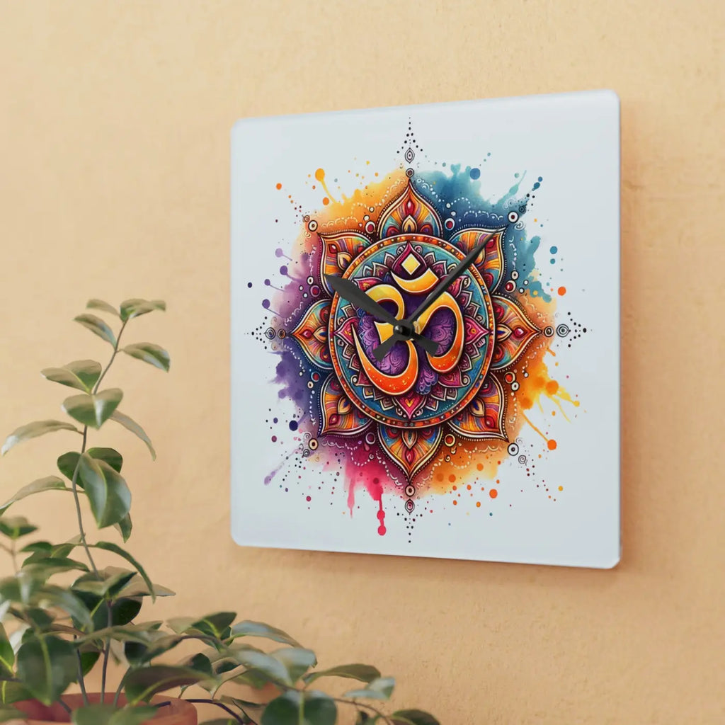 Radiant Aum Wall Clock - Acrylic Spiritual Design - DipaliZ