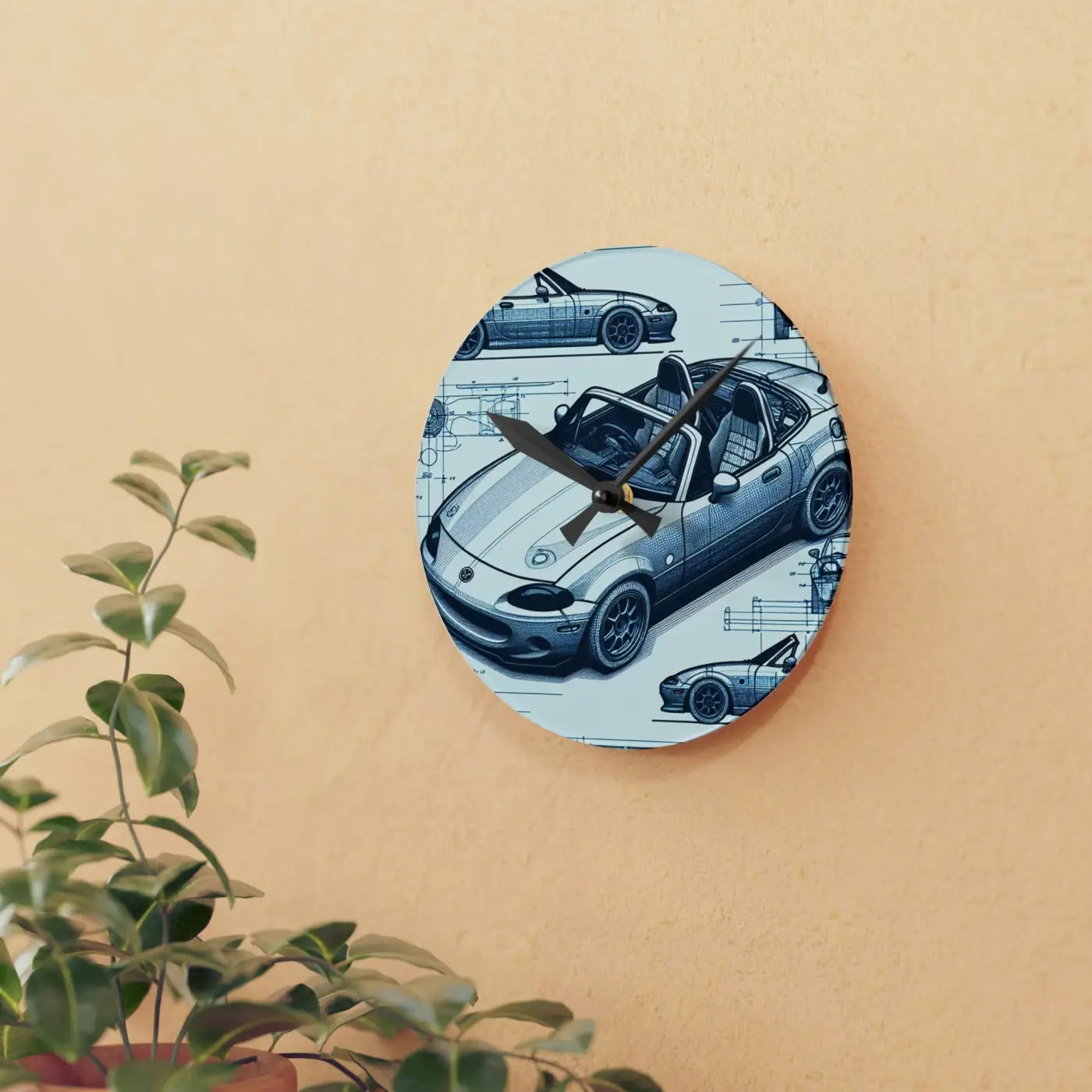 Bold Acrylic Wall Clock - Racing Car Theme Design - DipaliZ