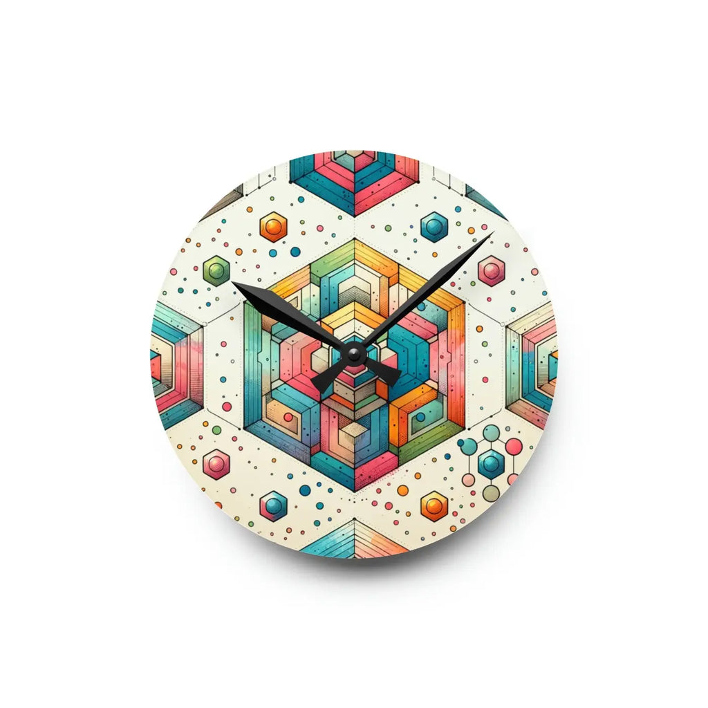 Geometric Abstract Colorful Acrylic Wall Clock - DipaliZ