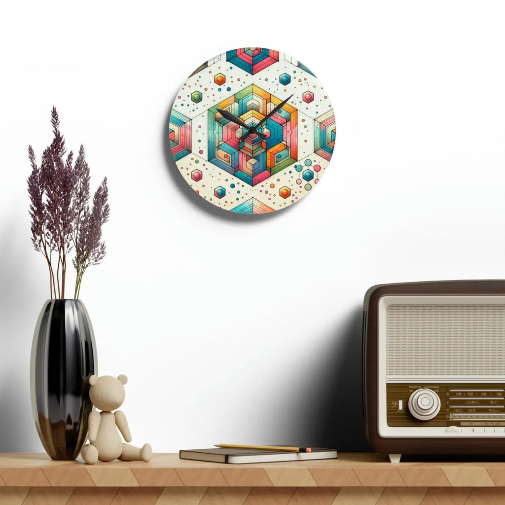 Geometric Abstract Colorful Acrylic Wall Clock - DipaliZ