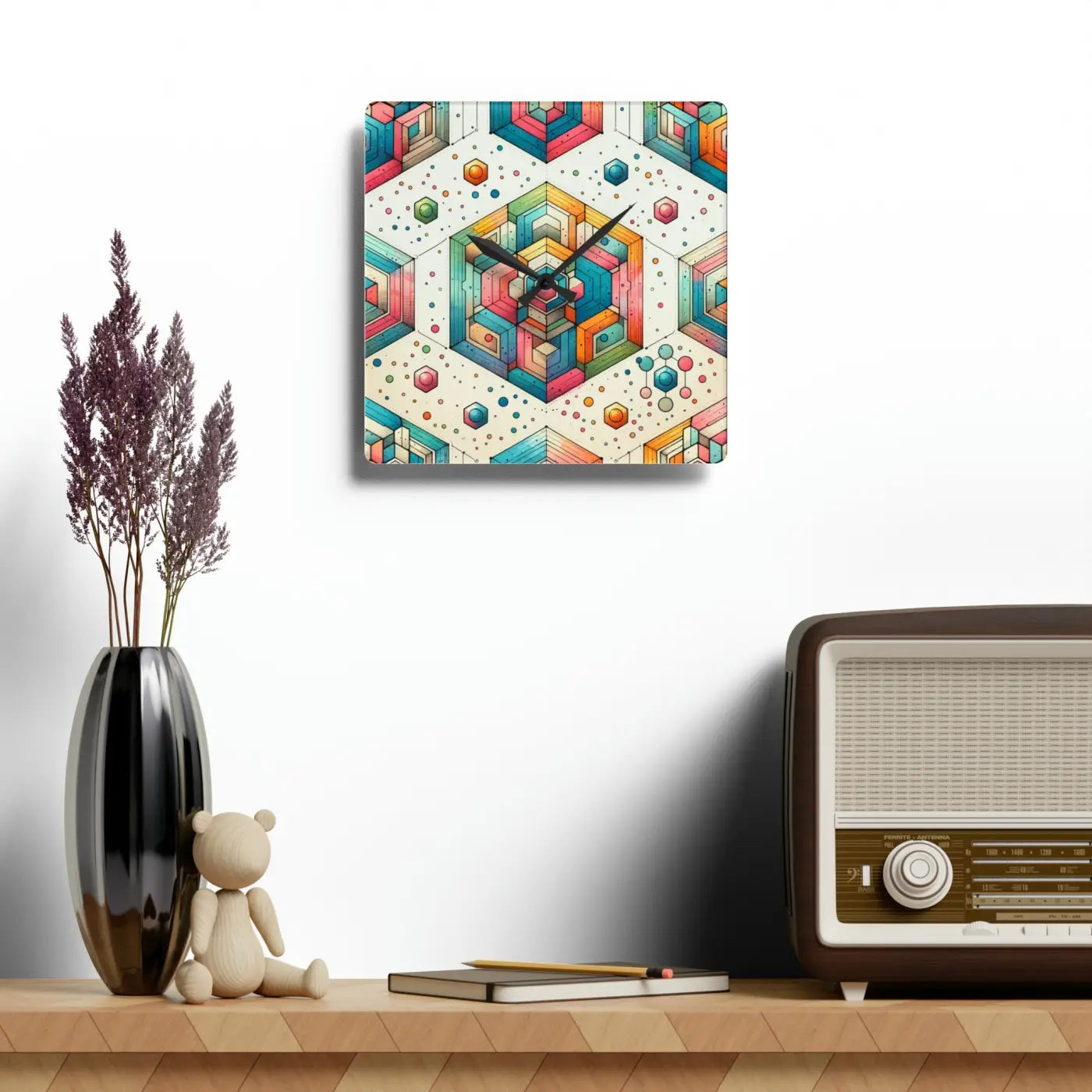 Geometric Abstract Colorful Acrylic Wall Clock - DipaliZ