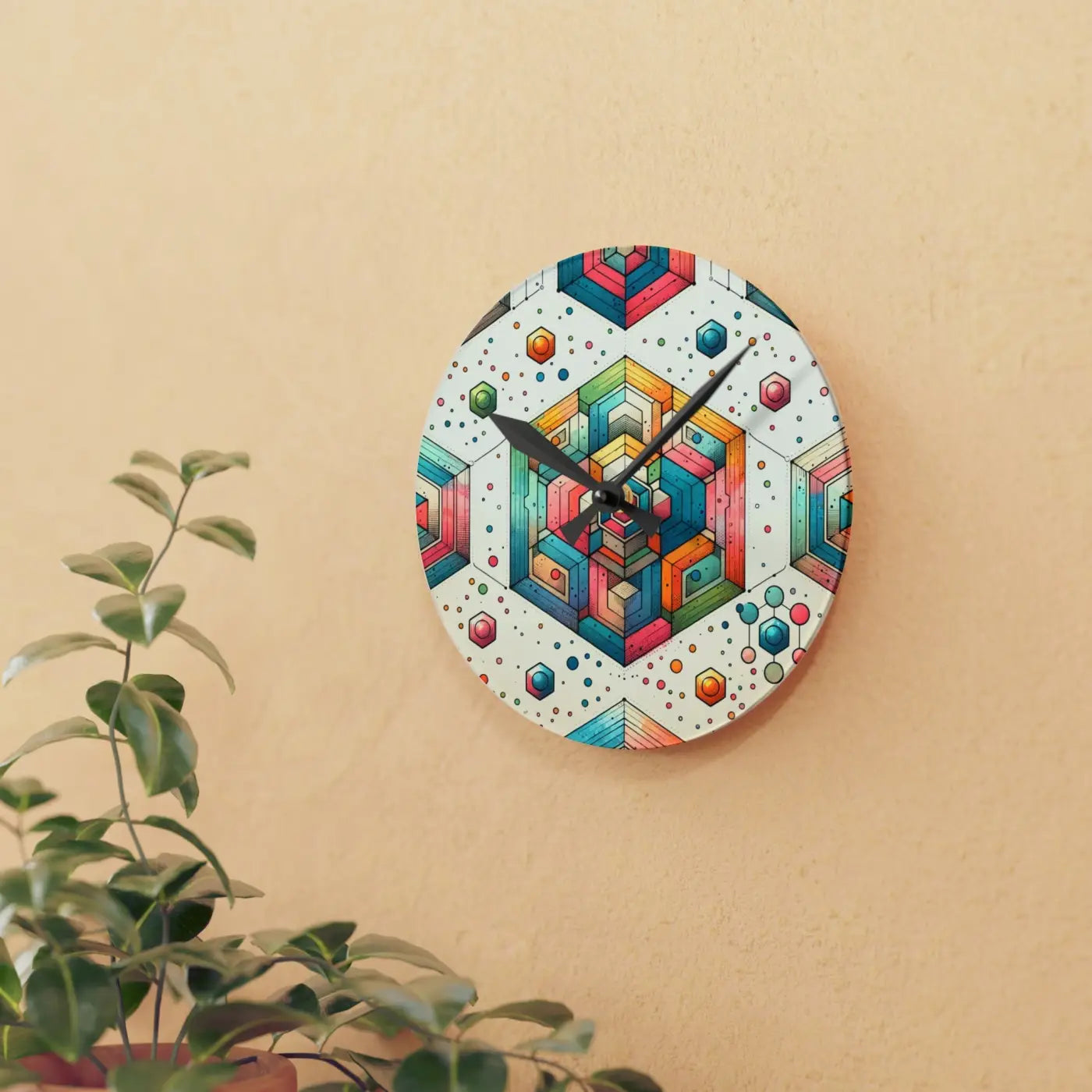 Geometric Abstract Colorful Acrylic Wall Clock - DipaliZ