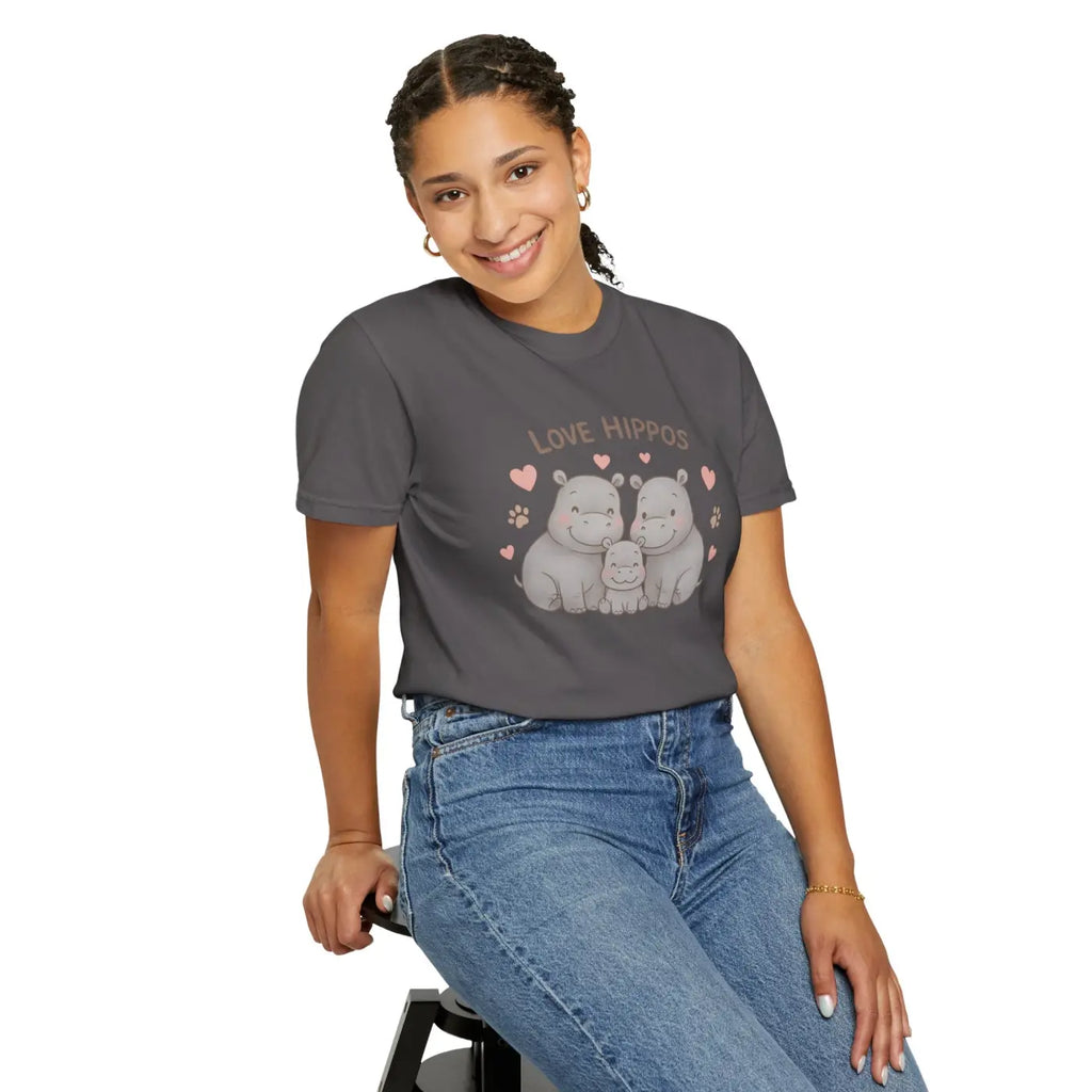 Cozy Cloud Hippo Love Tee - Adorable Hippo Vibes - DipaliZ