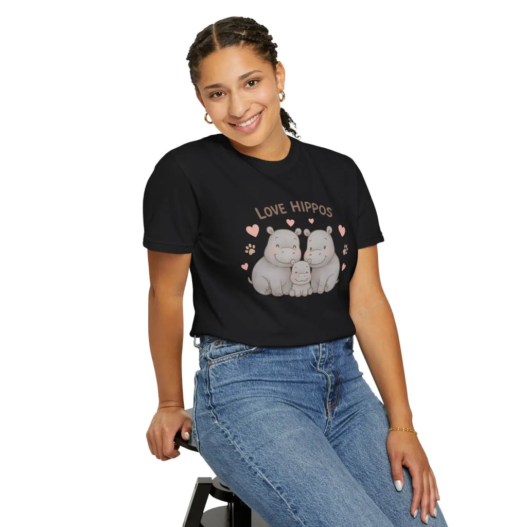 Cozy Cloud Hippo Love Tee - Adorable Hippo Vibes - DipaliZ