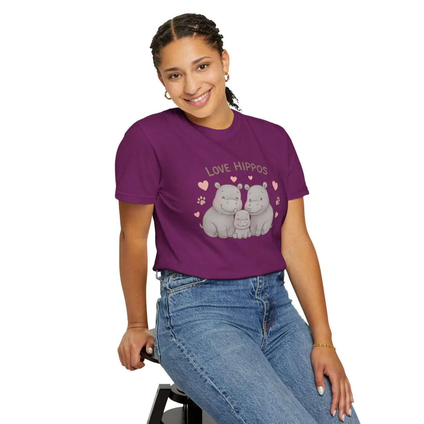 Cozy Cloud Hippo Love Tee - Adorable Hippo Vibes - DipaliZ