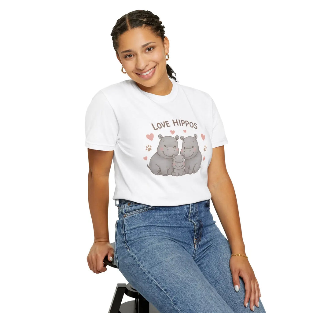 Cozy Cloud Hippo Love Tee - Adorable Hippo Vibes - DipaliZ