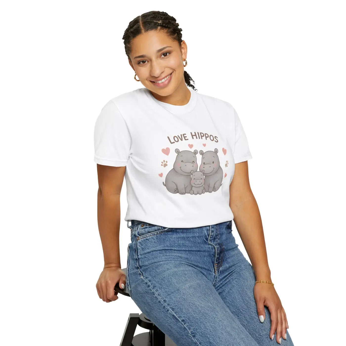 Cozy Cloud Hippo Love Tee - Adorable Hippo Vibes - DipaliZ