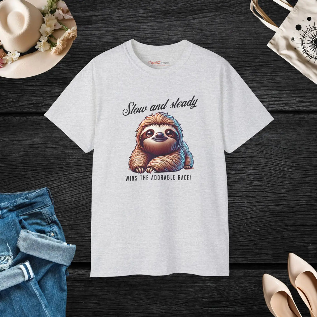 Sloth T-Shirt - Slow and Steady Wins Unisex Cotton - DipaliZ