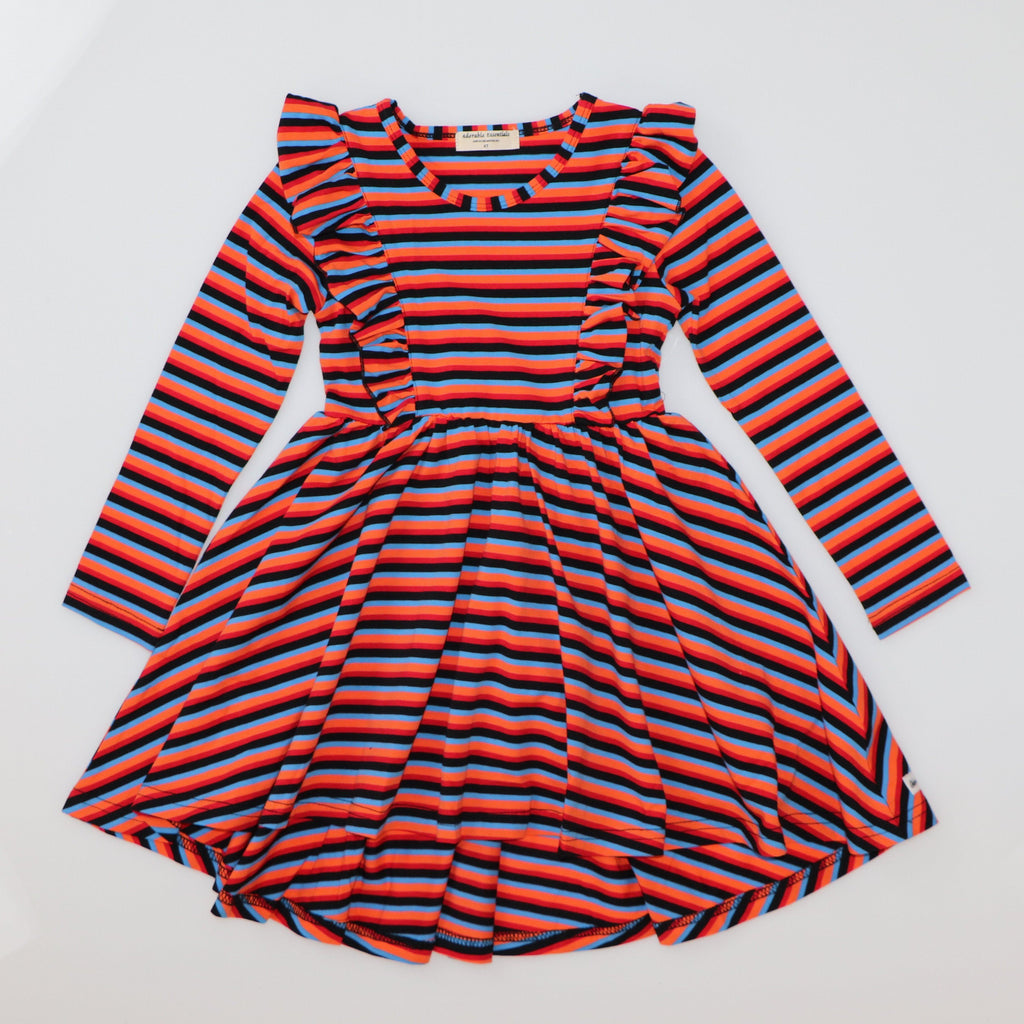 Rainbow Long Sleeve Hi Low Dress
