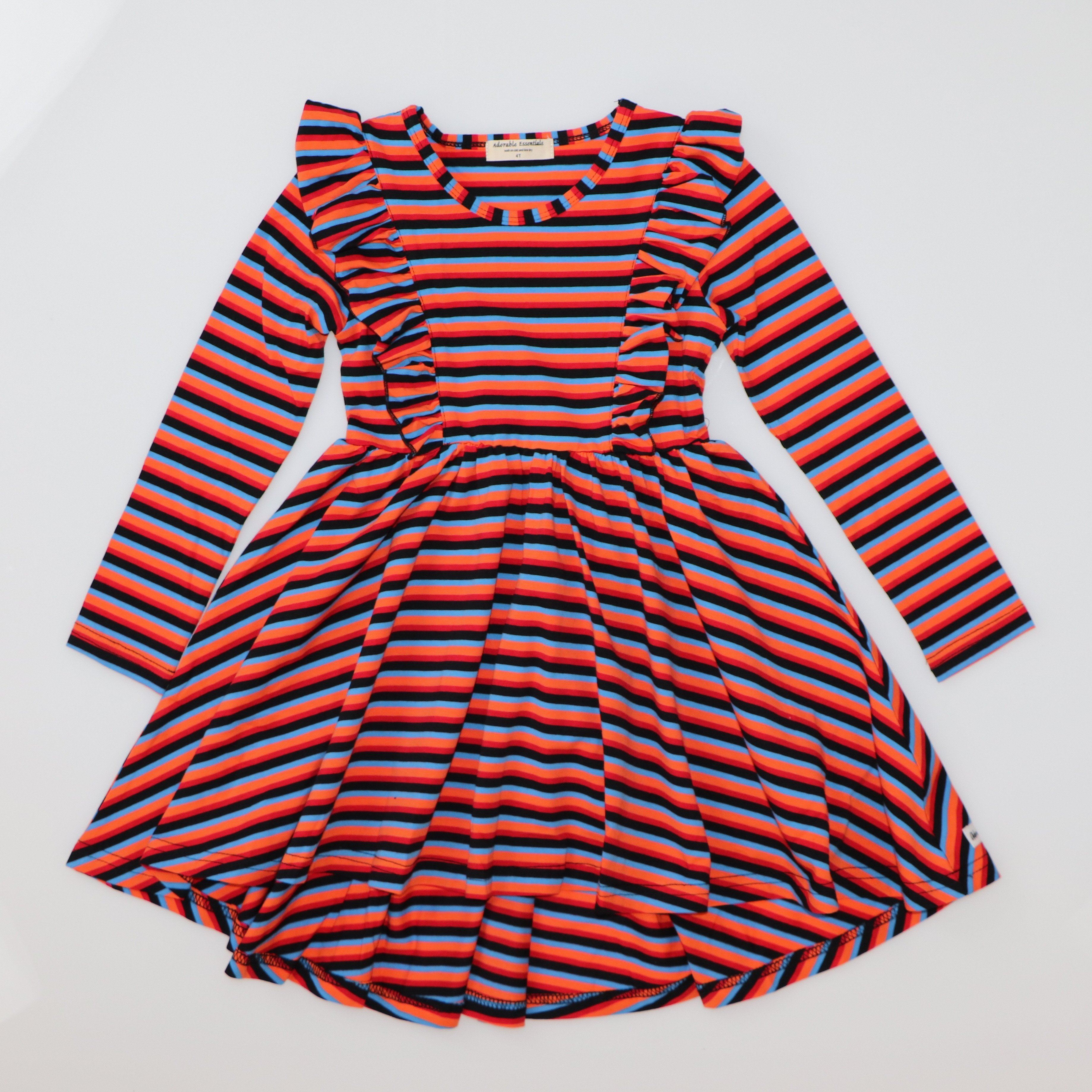 Rainbow Long Sleeve Hi Low Dress