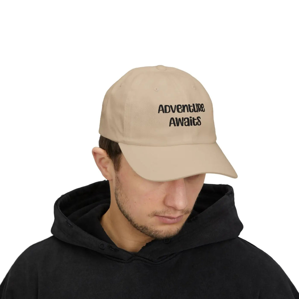 White Dad Cap - Adventure Awaits Everyday Style - DipaliZ