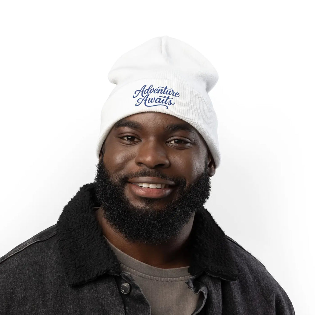 Adventure Awaits Embroidered Beanie - Soft Cotton Knit - DipaliZ