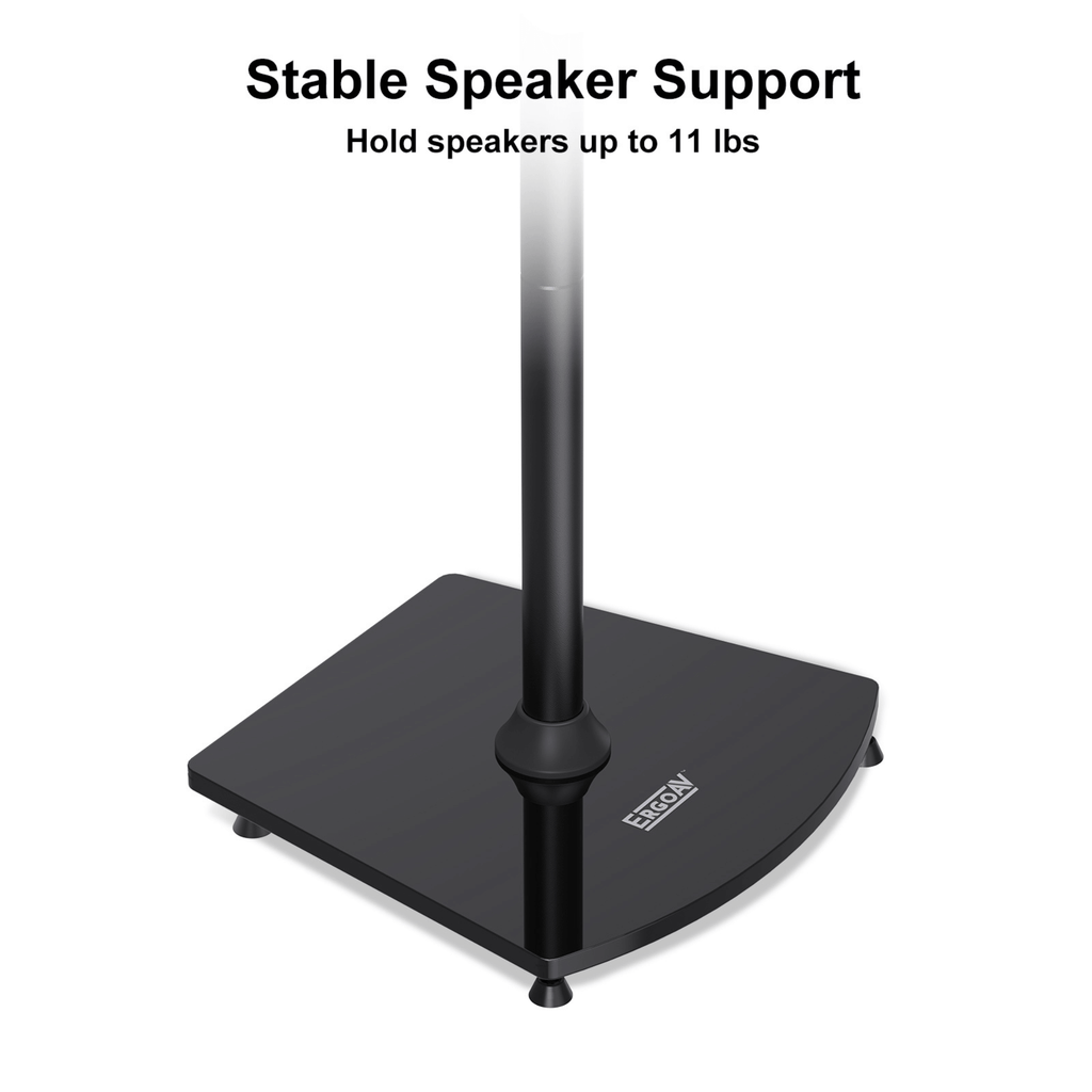 ErgoAV 1-Pair Adjustable Height Bookshelf Speaker Stands