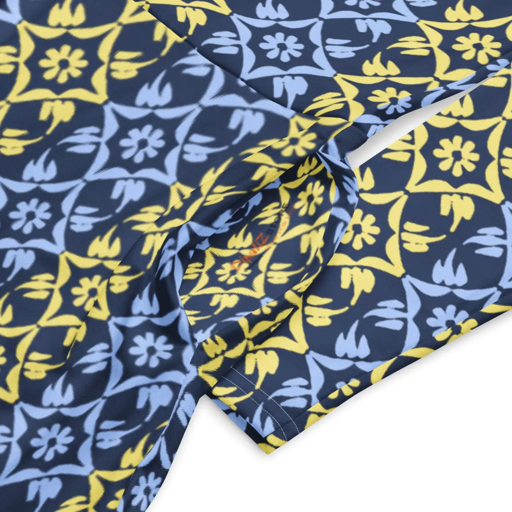 Vibrant Blue and Yellow Long Sleeve Midi Dress - DipaliZ