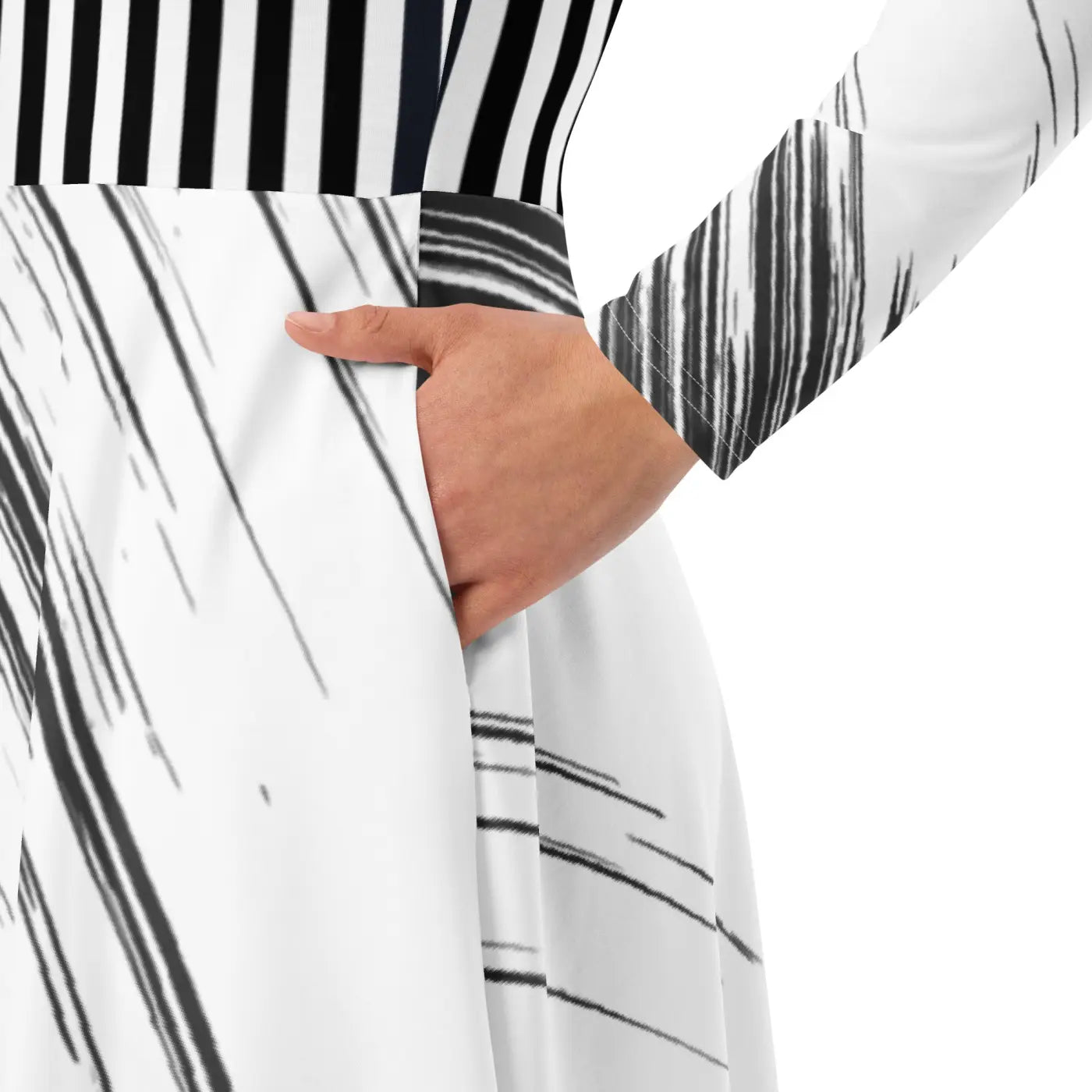 Long Sleeve Midi Dress - Show Stopping Print Design - DipaliZ