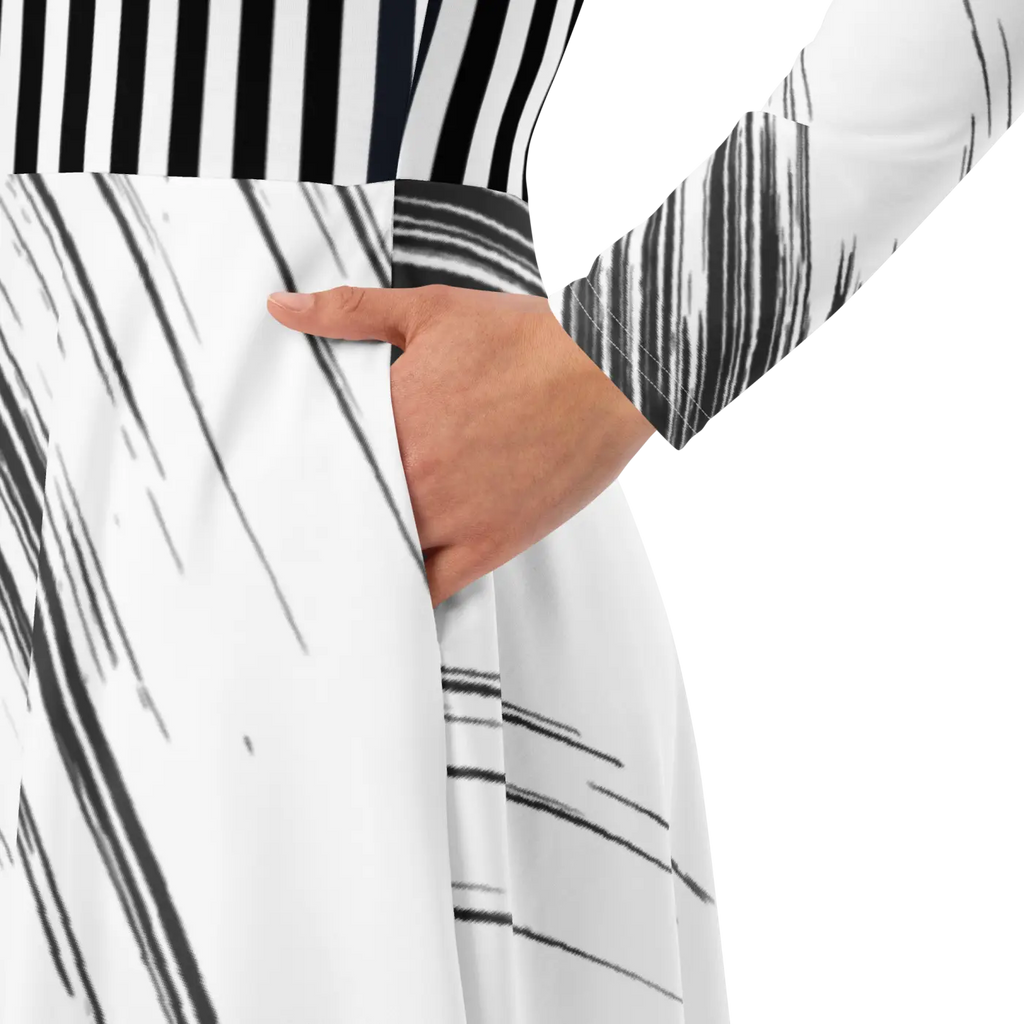 Long Sleeve Midi Dress - Show Stopping Print Design - DipaliZ