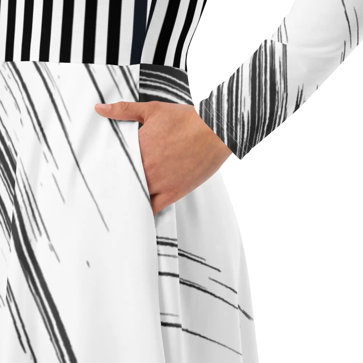 Long Sleeve Midi Dress - Show Stopping Print Design - DipaliZ