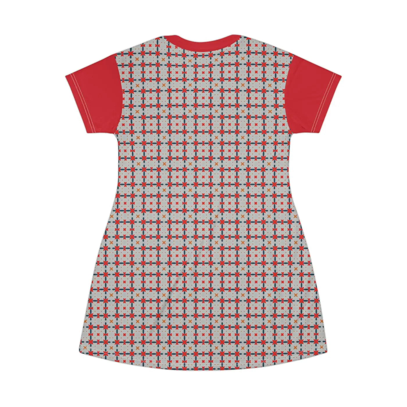 Red Pattern Shirt Dress - Bold Print Design - DipaliZ