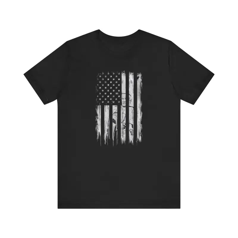 Unisex Short Sleeve Tee - Greyscale American Flag - DipaliZ