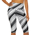 Yoga Capri Leggings - Abstract Grey Black Striped - DipaliZ