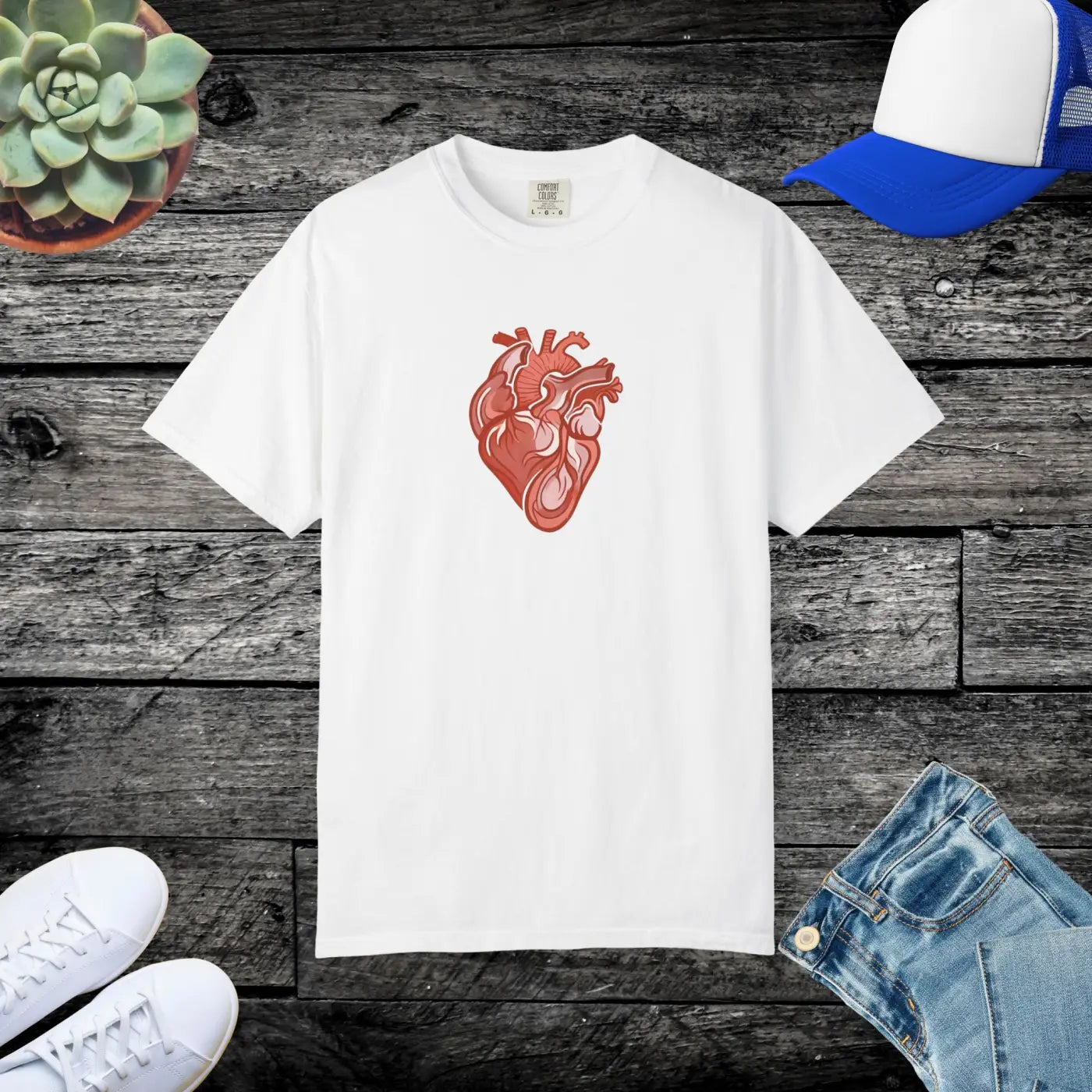 Anatomical Heart Graphic Tee - Low Heat Garment Dyed Cotton - DipaliZ