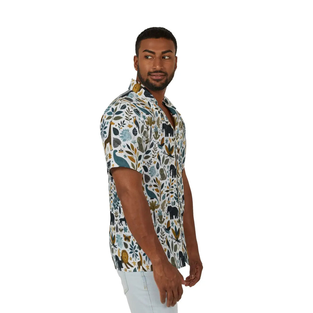 Hawaiian Camp Shirt - Vibrant All-Over Bold Nature Prints - DipaliZ
