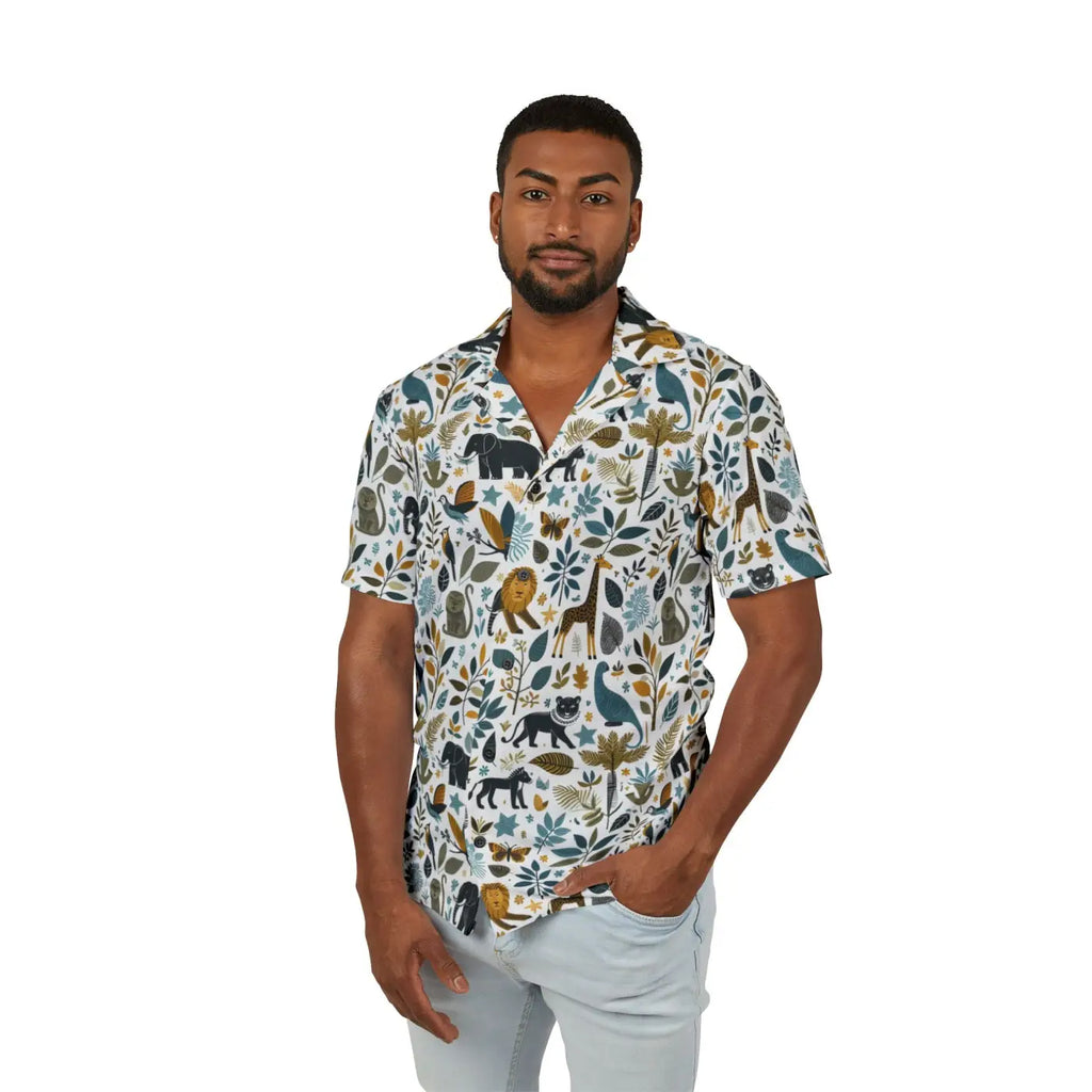 Hawaiian Camp Shirt - Vibrant All-Over Bold Nature Prints - DipaliZ