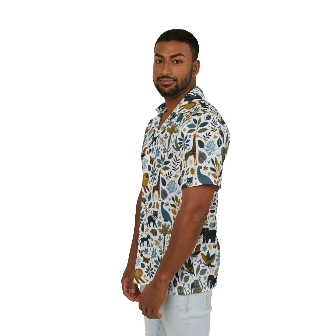 Hawaiian Camp Shirt - Vibrant All-Over Bold Nature Prints - DipaliZ