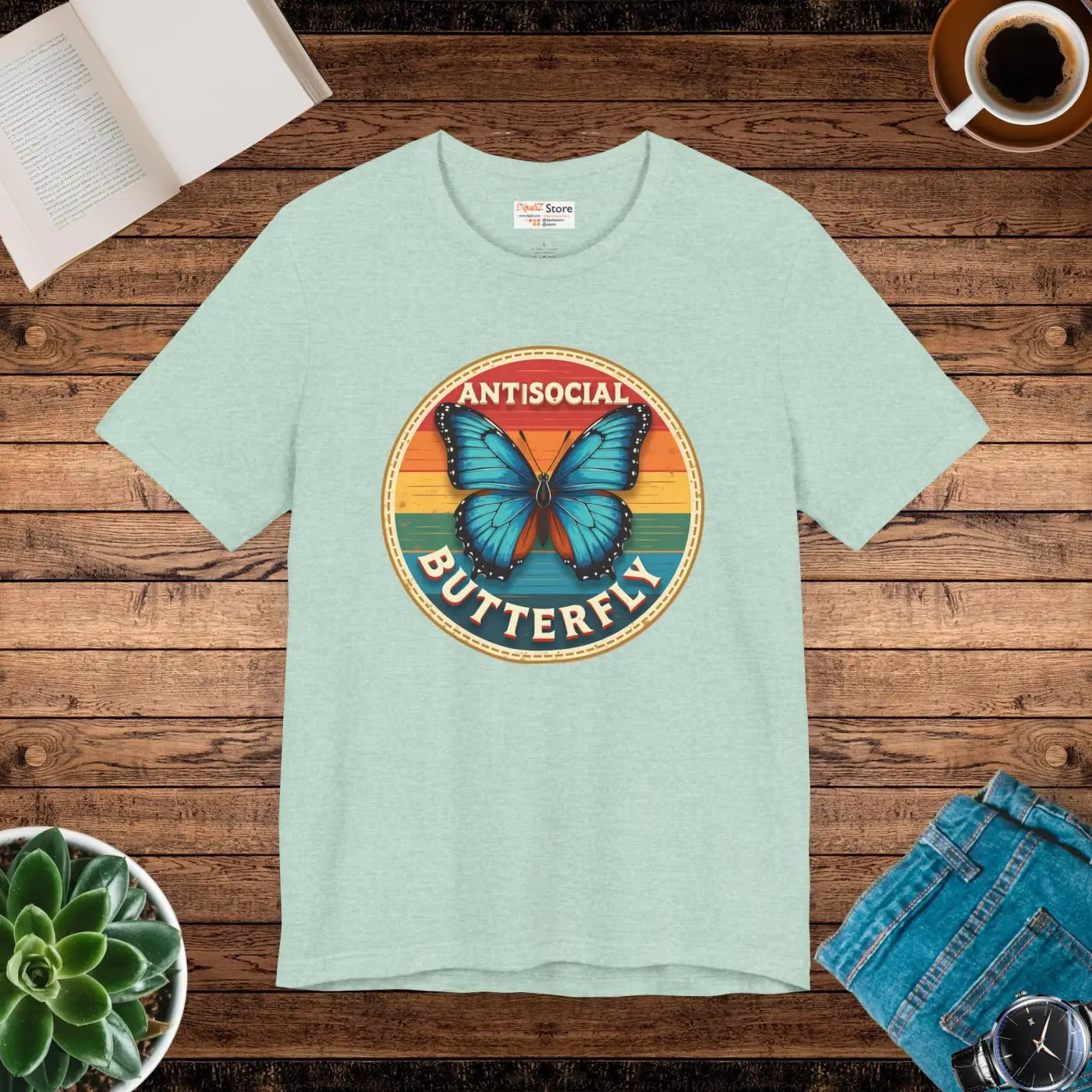 Antisocial Butterfly Graphic Tee - Premium Jersey Fabric - DipaliZ