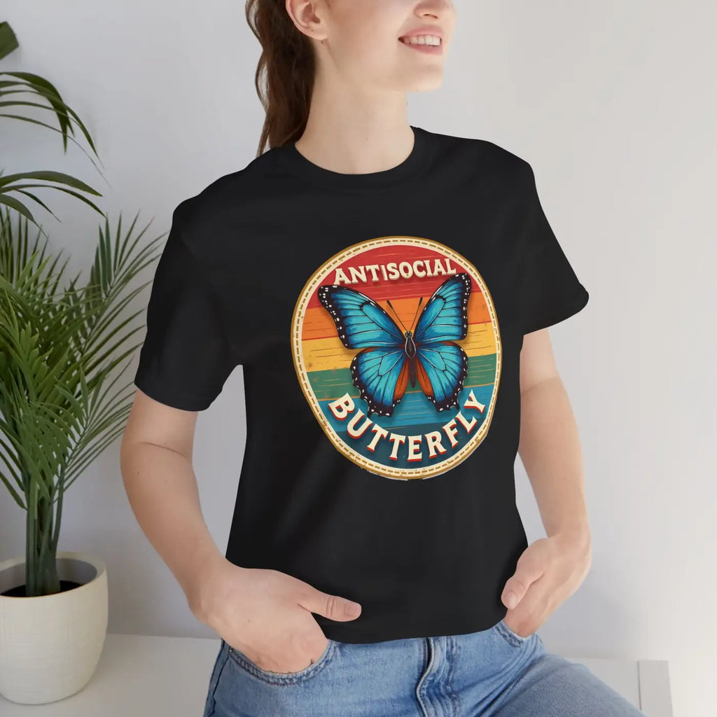 Antisocial Butterfly Graphic Tee - Premium Jersey Fabric - DipaliZ