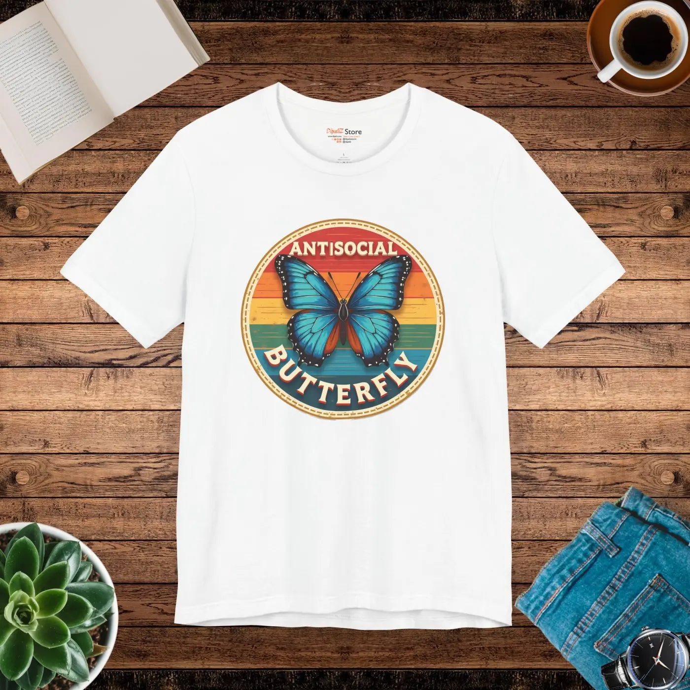 Antisocial Butterfly Graphic Tee - Premium Jersey Fabric - DipaliZ